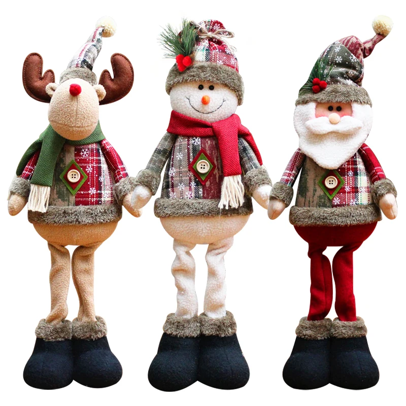 צעצועים של ילדים, חג המולד קטיפה בובות יצירתי סנטה קלאוס קישוטי עץ חג מולד שלג חלון לילדים מתנות חג המולד