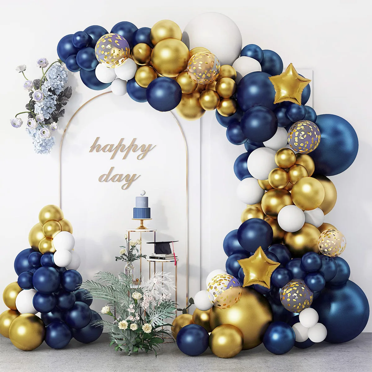 זהב כחול בלון גרלנד קשת ערכת חתונה, מסיבת יום הולדת תפאורה ילדים למבוגרים יום הולדת Baloon כוכב לטקס Ballon מקלחת תינוק ילד