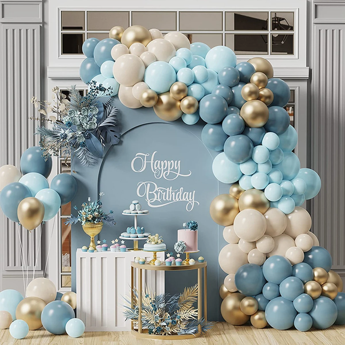 זהב כחול בלון גרלנד קשת ערכת חתונה, מסיבת יום הולדת תפאורה ילדים למבוגרים יום הולדת Baloon כוכב לטקס Ballon מקלחת תינוק ילד