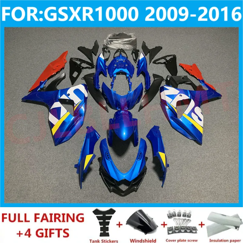 אופנוע Fairing קיט מתאים GSXR1000 GSXR 1000 GSX-R1000 2009 2010 2011 2012 2013 2014 2015 2016-K9 Fairings סט כחול