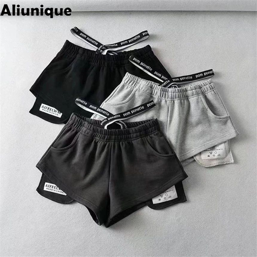 Aliunique 2023 קיץ חדש ספורט נשים מכנסיים קצרים של ההגירה אופנה תלמיד דק חופשי רזה גבוהה המותניים חמים מכנסיים