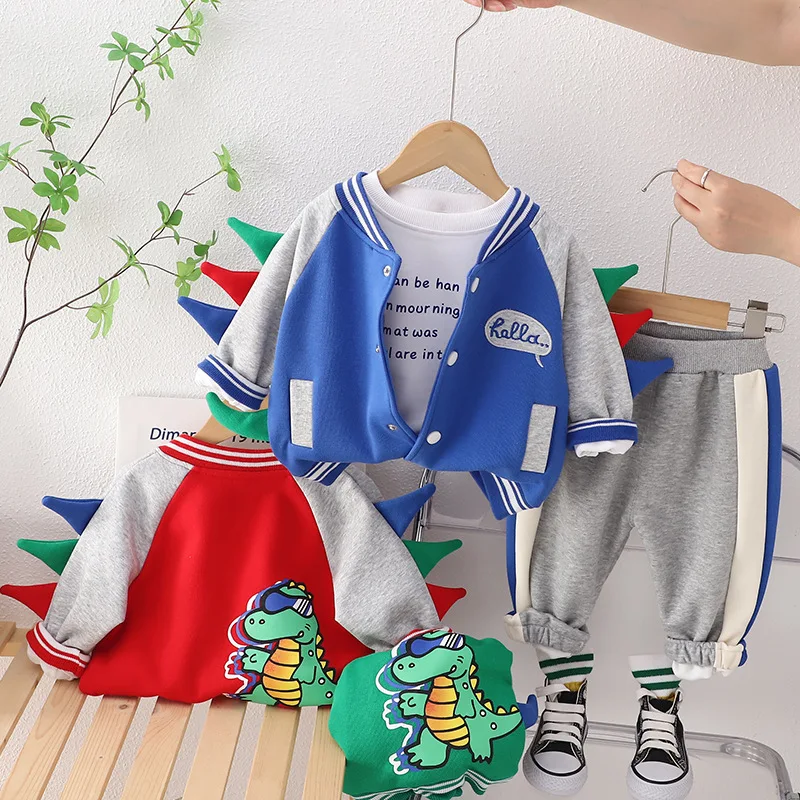 בנים בגדים סטים אביב סתיו ילדים כותנה ז ' קטים חולצות מכנסיים 3pcs אימוניות עבור תינוקות בנות ספורט חליפה ילדים תלבושות