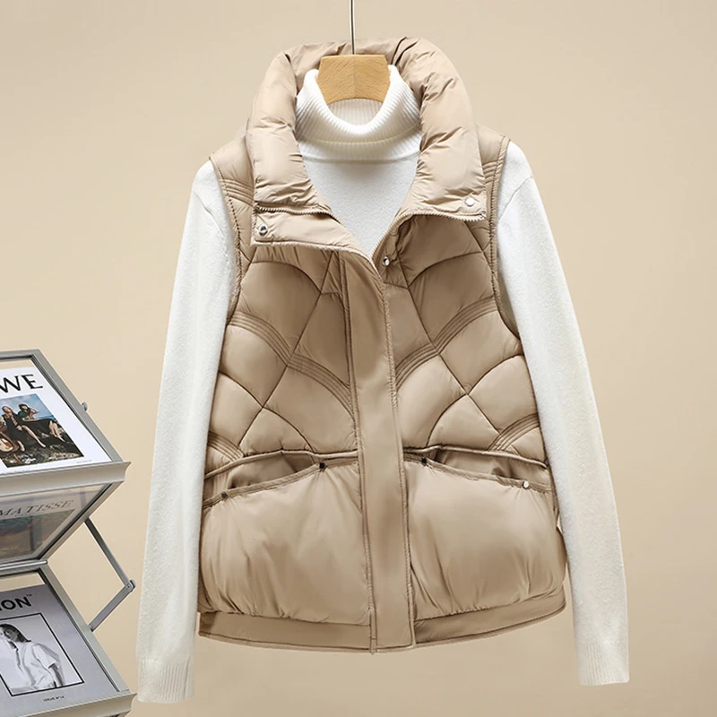2023 החורף ללא שרוולים והברדסים אופנה קוריאנית האפוד עבור נשים לעבות חם מזדמן מעיל כותנה מרופד מעיל נקבה הז ' קט