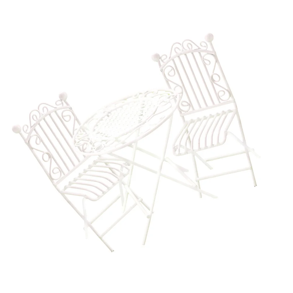 סימולציה שולחן כיסא קטן קישוטי תפאורה חיצונית צלמיות ברזל רהיטים מיני חדר צעצוע הבית אביזרים