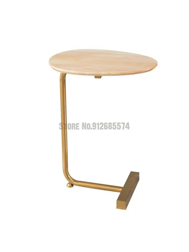 יצירתי ופשוט בצורת c שולחן קפה קטן, עצלן קריאה ליד המיטה, שולחן צד, מוביל יצוק ברזל עץ מלא ספה פינתית
