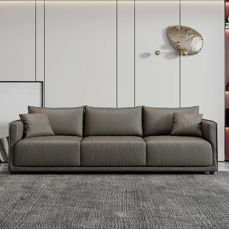 כורסת עור מינימליסטי ספה 3 מושבים מודרני שחור בסלון ספה ארגונומי ישר להירגע Divani Soggiorno ריהוט הבית