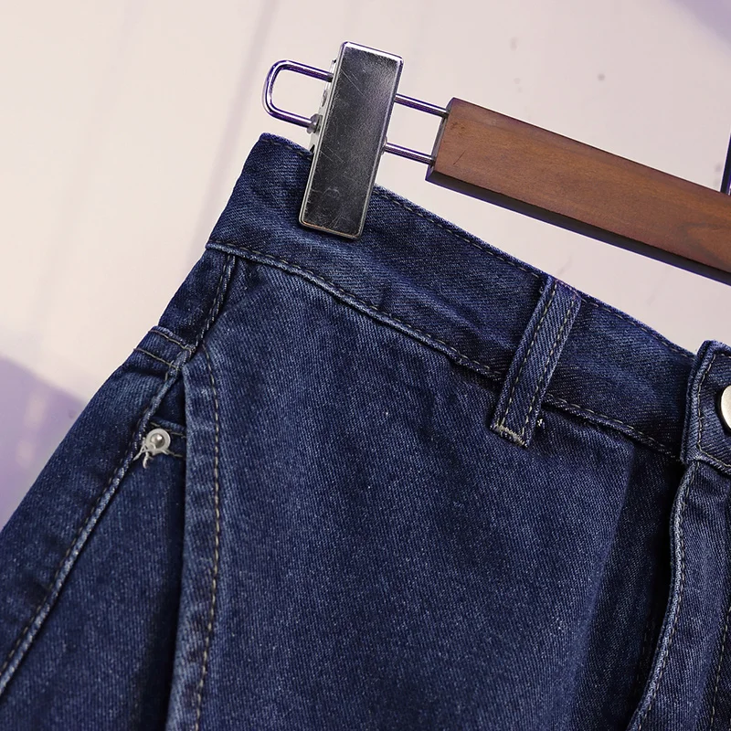 מ-5XL חדש קיץ נשים גבוהה המותניים כפתור Wigh הרגל מכנסי ג 'ינס קצרים מזדמנים נקבה מתאים רופף כחול ג' ינס קצרים.
