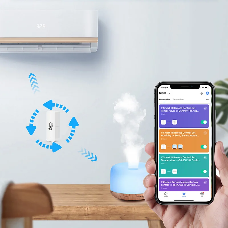 חכם טמפרטורה ולחות חיישן ה-WiFi את האפליקציה מרחוק לפקח על בית חכם var SmartLife עם אלקסה Google עוזר